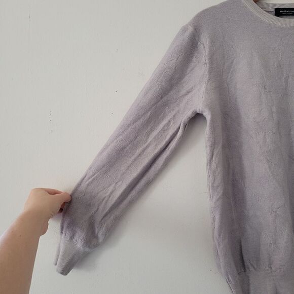 Bugatchi 100% Extrafine Merino Wool Knit Sweater Light Gray Large - Picture 4 of 8